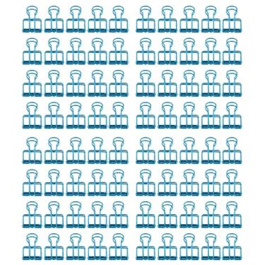 Imagem de Clipes de pasta pequena cauda oca de metal 19mm 80pcs forte força de fixação braçadeiras de papel para documentos de escritório certificados roupas resistentes materiais de (Azul)