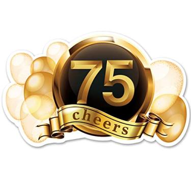 Imagem de Opomzk Convites de festa de aniversário de 75 anos com envelopes, conjunto de 20 convites felizes 75 anos 75 anos aniversário festa convites suprimentos lembrancinhas, dupla face preto e dourado