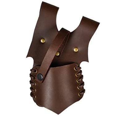Imagem de Mythrojan Couro renascentista medieval RH espada sapo espada LARP acessório de fantasia sapo suporte de espada Rapier Knight espada cinto sapo couro punhal espada pirata coldre - marrom