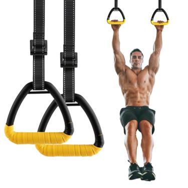 Imagem de Anéis de ginástica para adultos com correias de nylon ajustáveis e resistentes, equipamentos de ginástica, anéis de pull-up, adequados para aeróbica, treinamento de academia em casa e exercícios