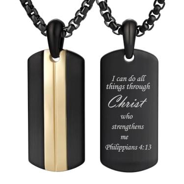 Imagem de Colar com pingente de etiqueta de cachorro para homens e mulheres meteorito/olho de tigre/ônix preto/amazonita/ametista/turquesa/lápis-lazúli/damasco/malaquita/aço inoxidável 316L com corrente de