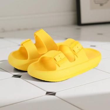 Imagem de Sandálias deslizantes tipo nuvem – Almofada ultramacia com sola antiderrapante para caminhadas diárias, praia e casa para mulheres e homens, Amarelo, 4.5-5.5 Women/3-4 Men