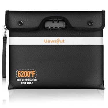 Imagem de Bolsa de documentos à prova de fogo de 2,871 °C com fecho, bolsa portátil para dinheiro com fecho de zíper, envelope impermeável com faixa refletiva para carta A4, tablet, objetos de valor, dinheiro e