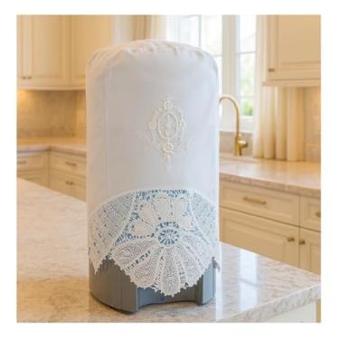 Imagem de Artesãos Do Ceará Capa Protetora para Garrafão de Água, Bordado Artesanal em Renda Renascença, Branco, 39x23cm, para Garrafão 20L, Estilo Clássico, Feito no Ceará