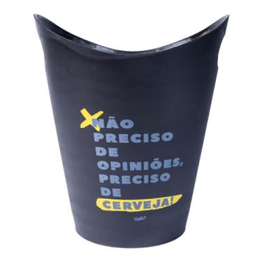 Imagem de Genérico Balde de Gelo com Alça, Plástico, Branco e Azul, 6L, Cilíndrico, Dobrável, Manual, para Cerveja, 30 x 28 cm