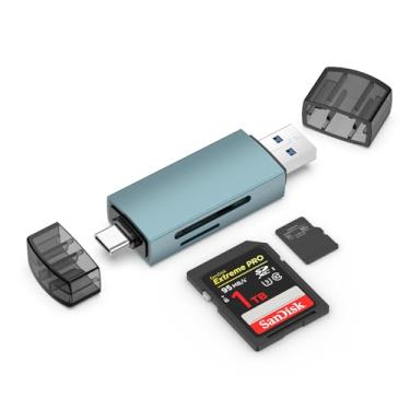 Imagem de Leitor de cartão SD, dois compartimentos USB 3.0/tipo C para adaptador de cartão micro SD para Samsung Galaxy S25 FE S25 Ultra S25+ S24 A26, laptop, PC, MacBook Pro/Air, leitor de cartão de memória