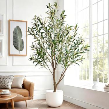 Imagem de Oliveira artificial de 1,5 m para decoração de casa, oliveira falsa grande, estilo moderno de casa de fazenda, planta de chão para árvores artificiais internas para decoração de casa, arbol de olivo