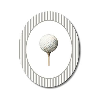 Imagem de Dilemat Decoração de parede de berçário, arte de parede oval de esportes de golfe, bola de golfe retrô, listrada, letreiro de madeira para berçário, decoração para crianças, meninos, berçário, quarto