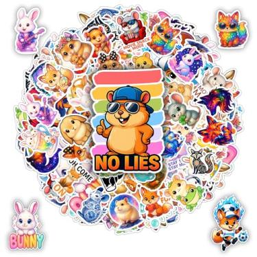 Imagem de BETANAS Pacote com 100 adesivos RABIT hamster raposa, capivara, mouse, esquilo, vinil, impermeável, adesivo, roedores, decalques para carro, laptop, garrafa de água, capacete, scrapbook, presentes