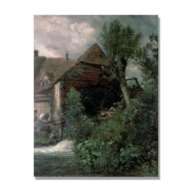 Imagem de NHLDZYH Impressão em tela estilo John Constable (paisagem 36), painel de tela de paisagem romântica, decoração de parede com tema de natureza para quarto ou escritório. Somente tela de 40 x 50 cm