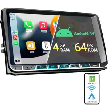 Imagem de Alondy Rádio estéreo para carro Android com tela sensível ao toque (9 polegadas) para VW Golf 5, 6, T5, Polo 6R, Caddy, Passat, Touran, assento compatível com Apple CarPlay/Android Auto Bluetooth WiFi