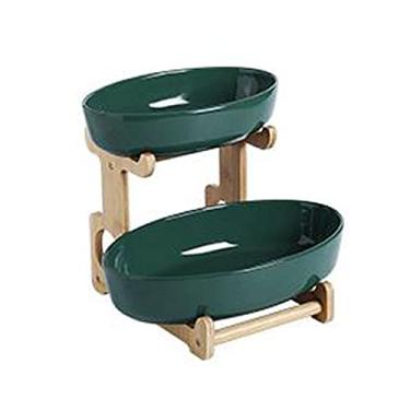 Imagem de Fruteira Cerâmica Prato de Frutas Criativo Moderno Decoração Doméstica Simples Bambu Duplo e Cesta de Frutas Fruteira Bandeja de Frutas (Cor: Verde) (Cor: Azul) (Verde)