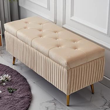 Imagem de Banqueta Ottomans para pés com banco de pés de armazenamento oculto estofado com pernas de metal - banco de cabeceira de cama, banco de janela para sala de estar quarto/cor 1/120 x 40 x 45 cm