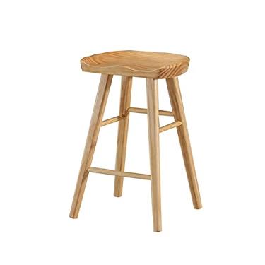 Imagem de LULUMAIC Banqueta de bar moderna de madeira maciça, de luxo, sem braços, banco de bar estilo nórdico para lounge, bar, ilha, cozinha