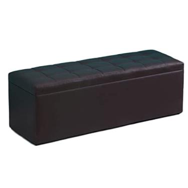 Imagem de Organizador dobrável de couro banco otomano banco de armazenamento banco de pé banco de pé apoio para os pés banco de degrau para sala de estar, quarto, escritório, jardim (cor: vinho, tamanho: 40 x