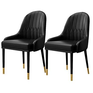 Imagem de Cadeira de jantar, cozinha, sala de jantar, móveis, cadeiras de jantar modernas, conjunto de 2, cadeiras de cozinha para sala de estar, cadeira lateral de assento macio de couro PU com pernas de metal