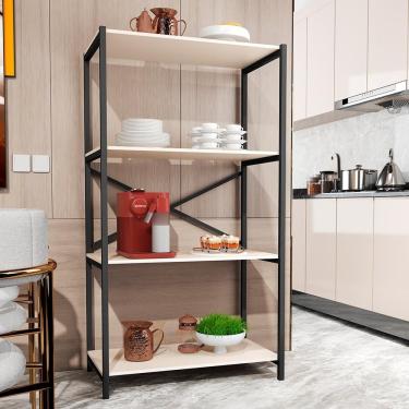 Imagem de Estante Armário Steel 90cm Estilo Industrial Com Pés Em Aço Preto/off White