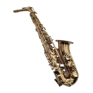 Imagem de Instrumento de saxofone profissional Eb Tune Saxofone alto E Flat instrumento musical latão dourado laca saxofone com estojo e acessórios (C)