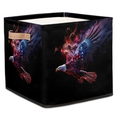 Imagem de hongjinglin Cestas dobráveis de armazenamento de águia, bandeira americana, lixeiras dobráveis e legais, brinquedo infantil com alças, organizador de tecido, cesto organizador para berçário, sala de