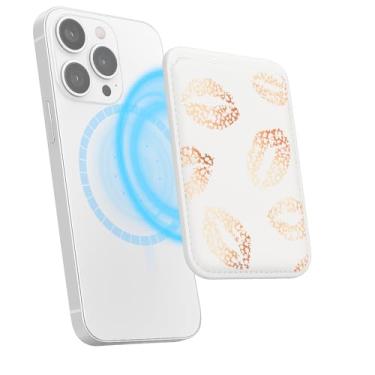 Imagem de Suporte de cartão magnético para iPhone, capa fina de couro PU, capa traseira para cartão, acessório de telefone fofo