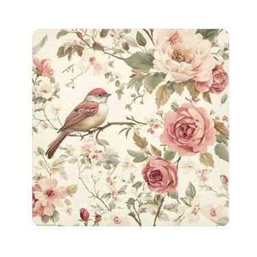 Imagem de SEHANY Saco de maquiagem de pano autoadesivo colorido flores primavera pássaro mágico protetor portátil para lente de câmera envoltório cosmético, bolsa de maquiagem aberta para mulheres, itens