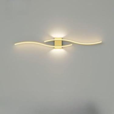 Imagem de Conjunto de luminárias de parede lineares minimalistas em estilo nórdico - Design moderno e simples com grades para sala de estar e quarto, iluminação moderna para cabeceira (I)