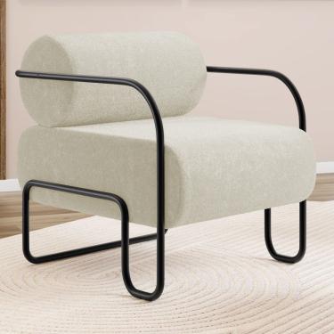 Imagem de Poltrona Decorativa Orgânica Living Miska Bouclê Off White - Desk Design