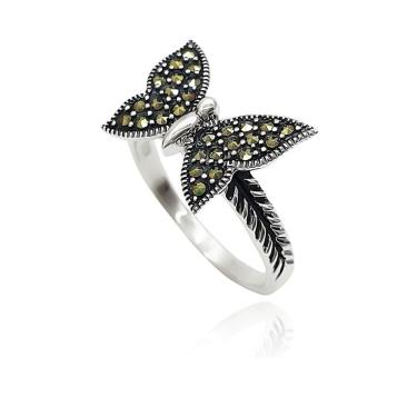 Imagem de Anel Borboletas Com Marcassitas Prata 925