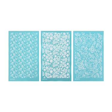 Imagem de Estênceis de tela de seda de argila de polímero Kit de impressão de serigrafia reutilizável para joias DIY Brincos de argila Decoração Material de poliéster 14,7x9x0,1cm Pacote (203, 205, 206)