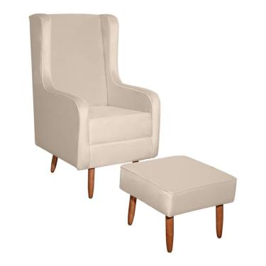 Imagem de Poltrona De Amamentação E Descanso Renata Com Pés Palito E Puff Veludo Bege - Desk Design