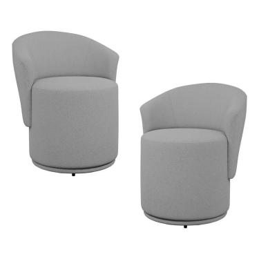 Imagem de Kit 02 Poltronas Orgânicas Living Mavi Fixa Bouclê Cinza - Desk Design