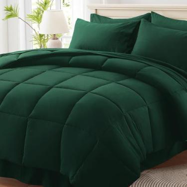 Imagem de Juego de Edredón Anluoer King Size 7 piezas Verde Esmeralda - Conjunto