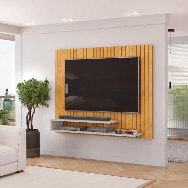 Imagem de Painel Ripado Para Tv Até 55 Polegadas Com Prateleiras Ripe Cedro/bali - Dj Móveis