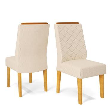 Imagem de Cadeira De Jantar Estofada Lídia Conjunto Com 2 Cadeiras Cedro/linho Neve - Dj Móveis