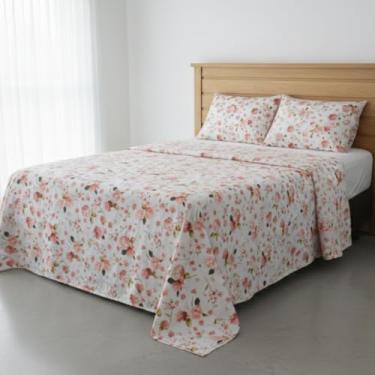 Imagem de Jogo de Camal Percal 200 Fios – 4 Peças - Conforto, Maciez e Elegância para Suas Noites (Rosa Sereno, Queen)