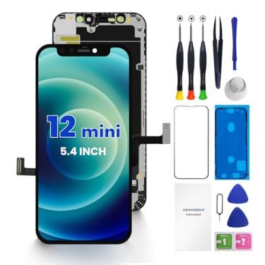 Imagem de Para iPhone 12 Mini tela de substituição de 5,4 polegadas, Genverdix 3D Touch LCD, kit de reparo completo, conjunto de digitalizador com ferramentas, protetor de tela de vidro temperado, adesivo de