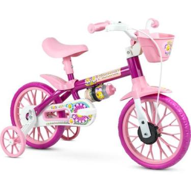 Imagem de Bicicleta Infantil ARO 12 Flower Feminina com Freio e Selim Ajustável 