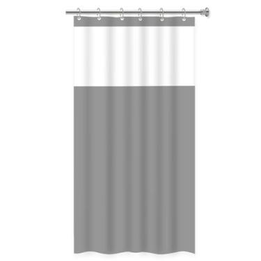 Imagem de Cortina para Box de Banheiro com Visor, Cinza e Branco, PVC Impermeável com Ganchos