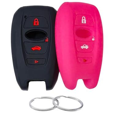 Imagem de REPROTECTING Capa para chave de borracha de silicone compatível com Subaru Ascent BRZ Crosstrek Forester Impreza Legacy Outback WRX WRX STI XV Crosstrek YQ14AHC 1551A-14AHC 8835-CA310 HYQ14AHK