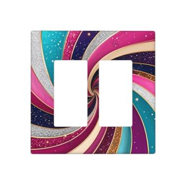 Imagem de Indokyeyqaz Placa decorativa para interruptor de luz dupla vórtice colorido, 2 placas de interruptor e tampas de tomada 11,7 x 11,4 cm para quarto, banheiro, cozinha, decoração de casa