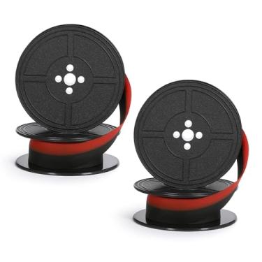 Imagem de 2 pares de fitas de máquina de escrever, fitas de tinta portáteis para máquinas de escrever antigas, carretel duplo universal de substituição para a maioria das máquinas de escrever manuais antigas