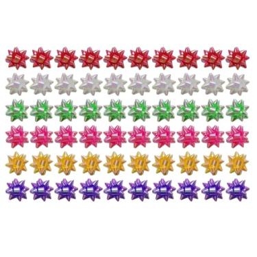 Imagem de 60 peças de laço pequeno de 5 cm para presentes multicolorido, pequeno arco estrelado para caixa de presente, Natal, festas, aniversários, casamento, feriados, etc