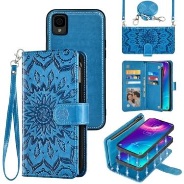 Imagem de Asuwish Capa de telefone para TCL 30Z/30 LE T602DL Carteira magnética destacável com protetor de tela, alça transversal com suporte para cartão TCL30Z 30 Z 30LE 4G LTE 2022 6,1 polegadas, azul