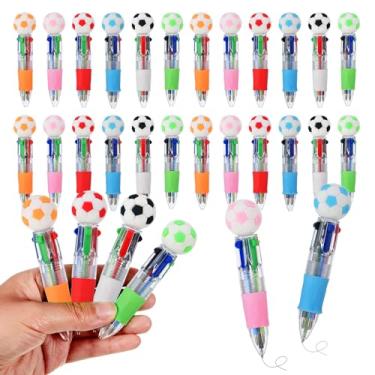 Imagem de Zhirlyn Canetas de futebol mini caneta multicolorida em uma 4 em 1 kawaii, canetas esferográficas legais em massa para lembrancinhas de festa de aniversário, materiais para professores (futebol, 24)