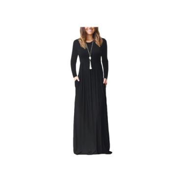 Imagem de Vestido  Longo  Mangas Compridas Saia Rodada VE 115 - IND Da MODA, Pre