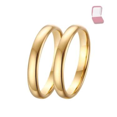 Imagem de Par de Alianças Ouro 18K 3mm Design Fino Clássico Casamento - Zafira, 