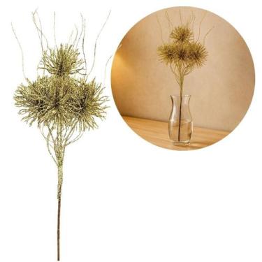 Imagem de Galho Natalino Haste 4 Buchinhos Glitter Dourado Prime 46cm x 15cm - Y