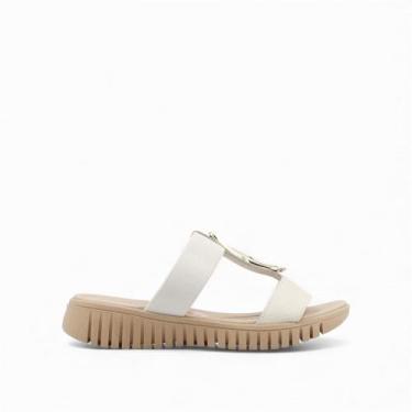 Imagem de Tamanco Flatform Conforto Couro - USAFLEX, Marfim, 38