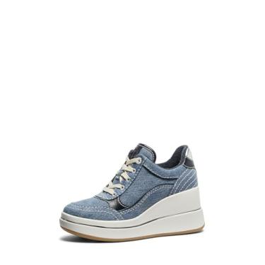 Imagem de Michael Kors Tênis feminino Emmy Wedge Trainer, Denim/New Horizon Wash, 41