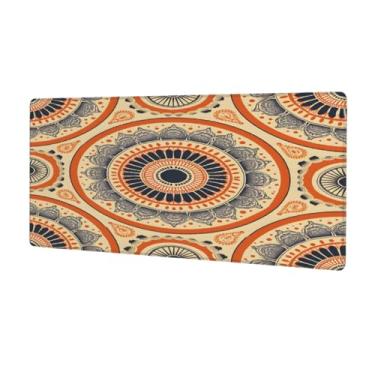 Imagem de Tapete de mouse grande Enthic Damasco Retrô Impermeável Computador Estendido Tapete Protetor de Mesa Tapete de Base de Borracha Antiderrapante para Escritório, Computador, Teclado, Laptop e Mesa de